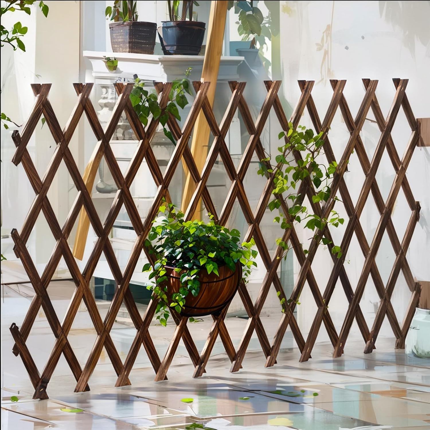 4 Pcs Expandable Garden Trellis, 38" x 89" Large Wooden Lattice Fence Wall Panel Lattice Trellis for Climbing Plants Outdoor Ivy Vine Rose Clematis for Garden Patio Room Decor (4)