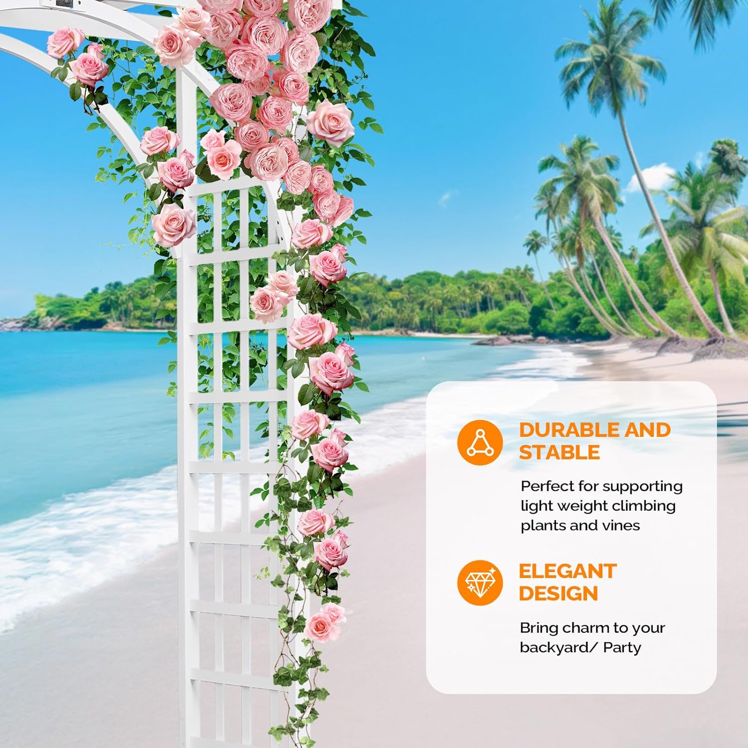 VINGLI 85in Wooden Arbor, Wedding Arch for Ceremony, Wood Trellis for Plant Climbing, Christmas Decor Pergola for Garden Backyard, Lawn (White)