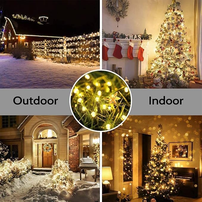 114ft Christmas String Lights Outdoor, 300 LED Connectable With Timer, 8 Modes Tree Fairy Twinkle Lights for Garden, Wedding, Indoor Outdoor Xmas Decor (Warm White)