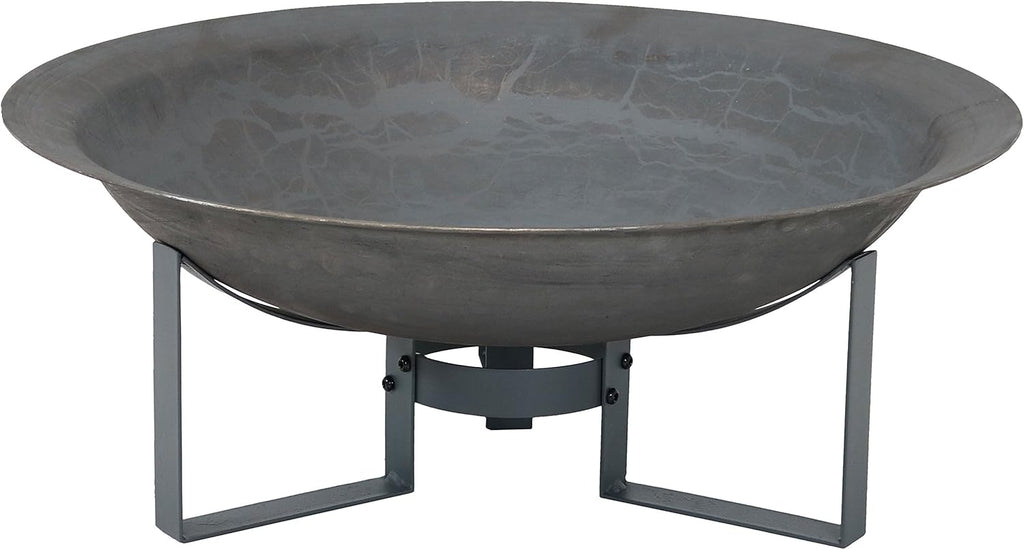 Sunnydaze 24-Inch Cast Iron Modern Fire Pit Bowl with Stand - Lightweight and Portable Design