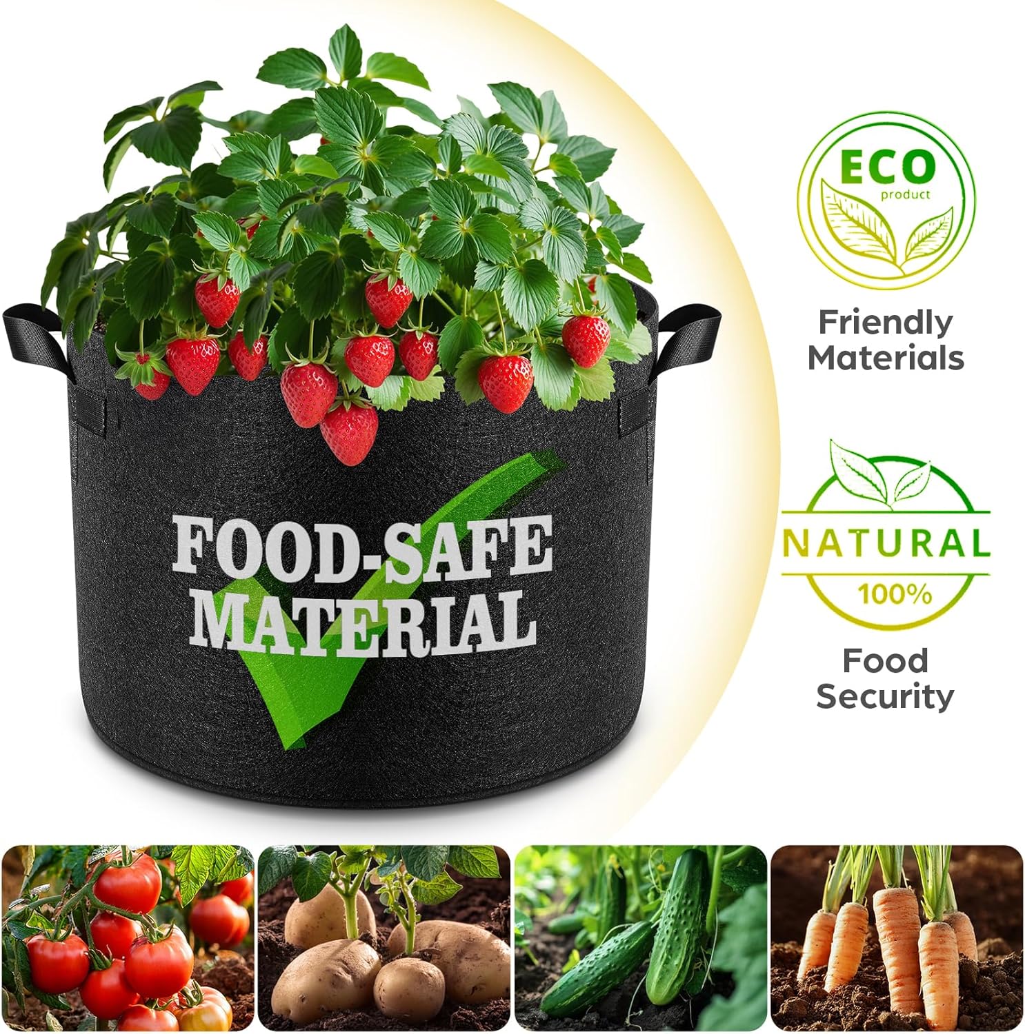 10 Pack 20 Gallon Grow Bags, Thickened Nonwoven Fabric Planter Pots with Handles, Heavy Duty 300G Garden Pots for Tomato, Potato and Vegetable