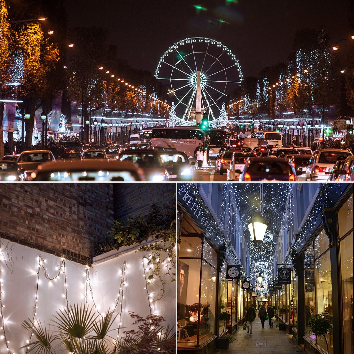 Solar String Lights 2 Pack, Outdoor Light Total 400 LED 144FT Solar Christmas Lights 8 Modes Oudoor Waterproof for Tree Patio Yard Garden Christmas Parties Decoration (White)