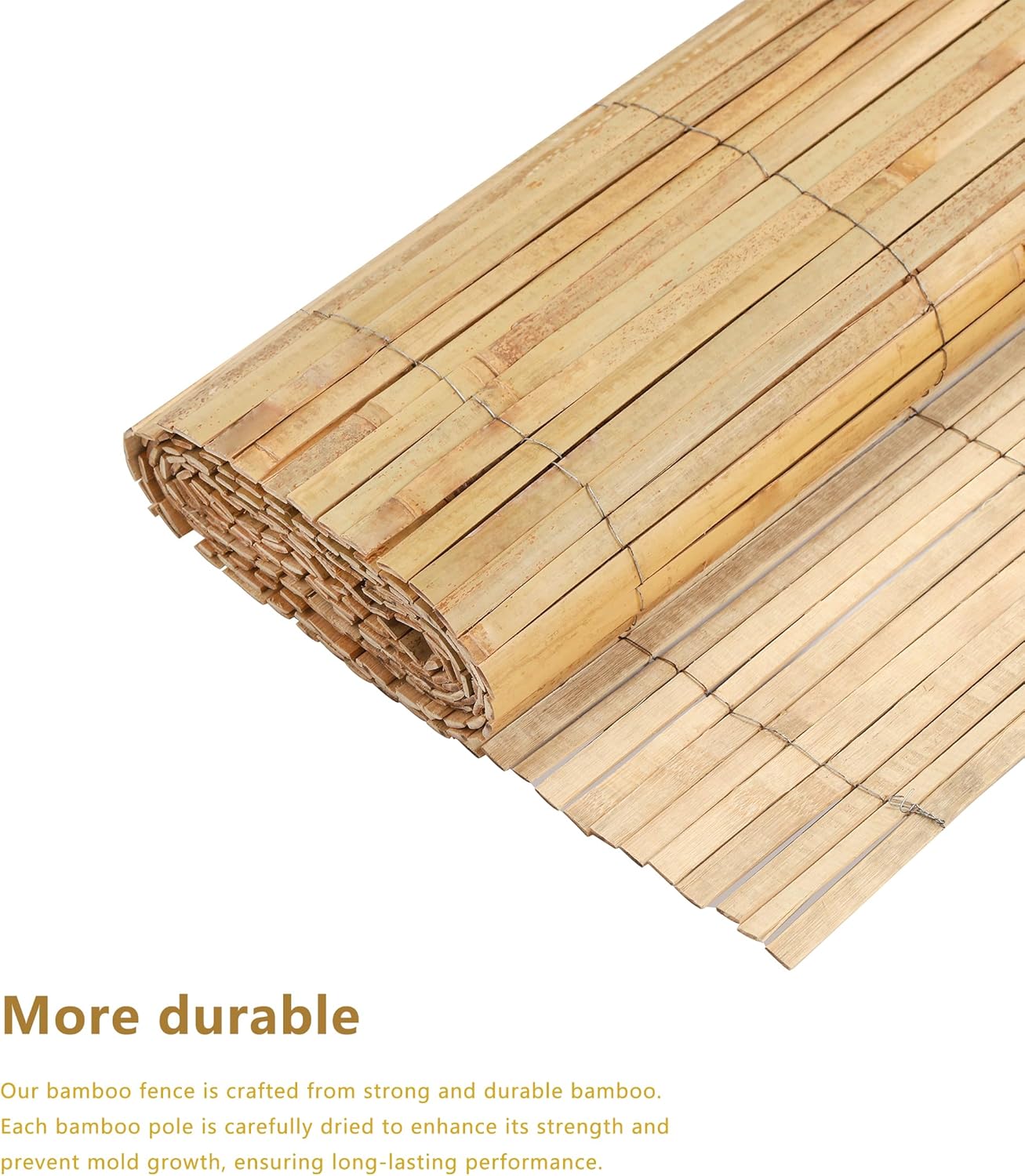 6.5ft x 13ft Bamboo Slat Screening Roll, Natural Bamboo Privacy Fence Panels for Outdoor Garden, Patio, Yard, Balcony, Privacy Screen Divider