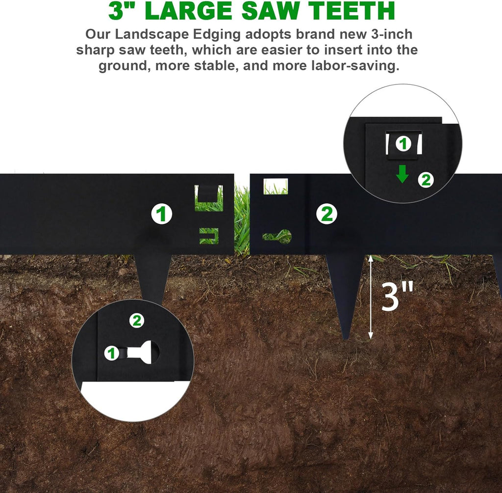 5 Pack Steel Landscape Edging,Metal Landscape Edging 40 Inch Strips, Metal Garden Edging 7 inch Depth, Steel Edging for Landscaping