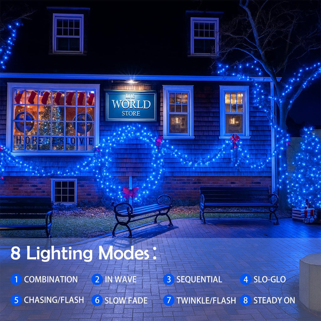 Extra-Long Solar String Lights Outdoor, 4-Pack 400 LED Solar Fairy Lights for Outside Waterproof, Copper Wire 8 Modes Solar Twinkle Fairy Light for Xmas Tree Garden Party Wedding Decor(Blue)