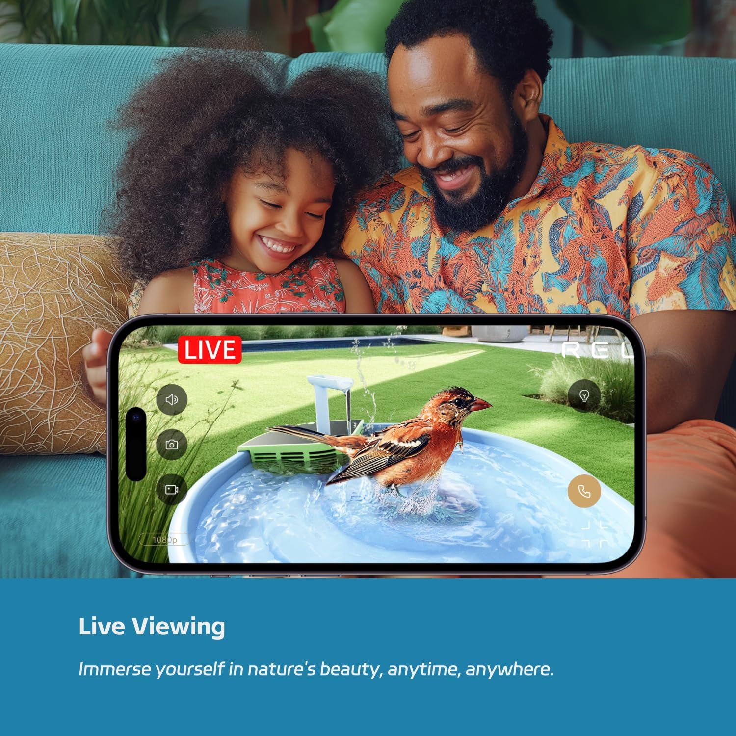 RELI Birddy Original Smart Bird Bath with Camera Solar Powered, Automatic Flowing Birdbath with Birds Watching Camera, AI Identify, Live View, Instant Notify, Ideal Gift for Bird Lovers