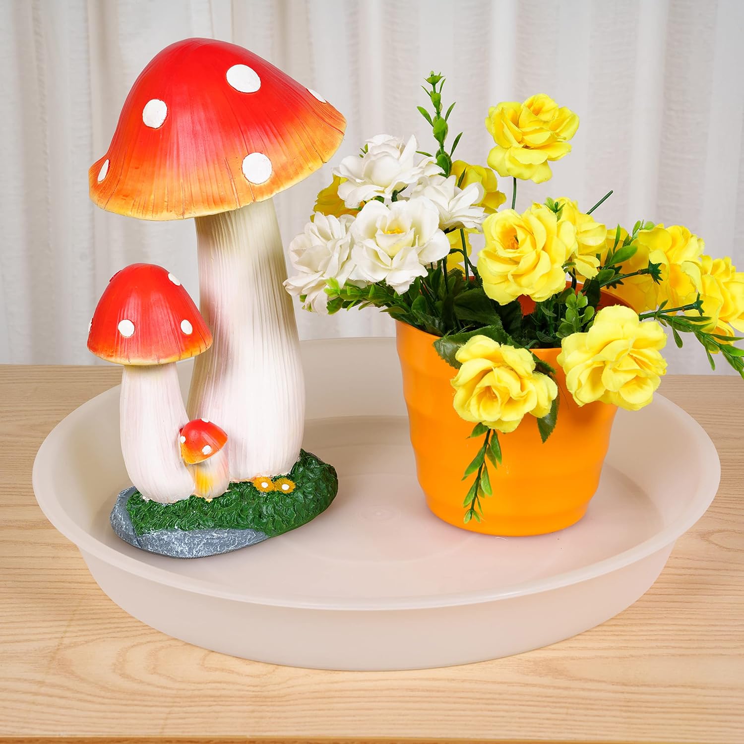 2 Pack of 19 inch Plant Saucer, 2.7" Depth Tray, Large Deep Garden Plastic Flower Planter Plant Trays for Indoors Outdoor Bath Bath (19", Clear)