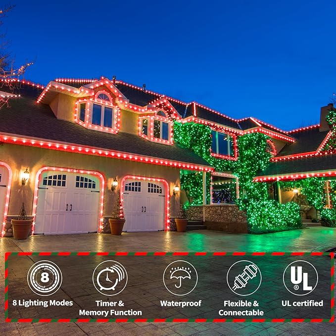 100ft LED Rope Lights Outdoor, 720 LED Connectable and Flexible Tube Lights with 8 Modes, Waterproof LED Rope Lighting for Garden, Patio, Pool, Bedroom, Party, Indoor Outdoor Christmas Decor (Red)