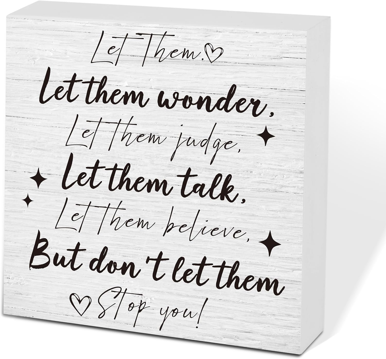 Let Them Wooden Sign, Desk Decorations For Women Office, 5x5 Inch Farmhouse Funny Office Decor Wood Box Sign, Desk Shelf Cubicle Accessories, Appreciation Gifts for Coworkers Boss, 11