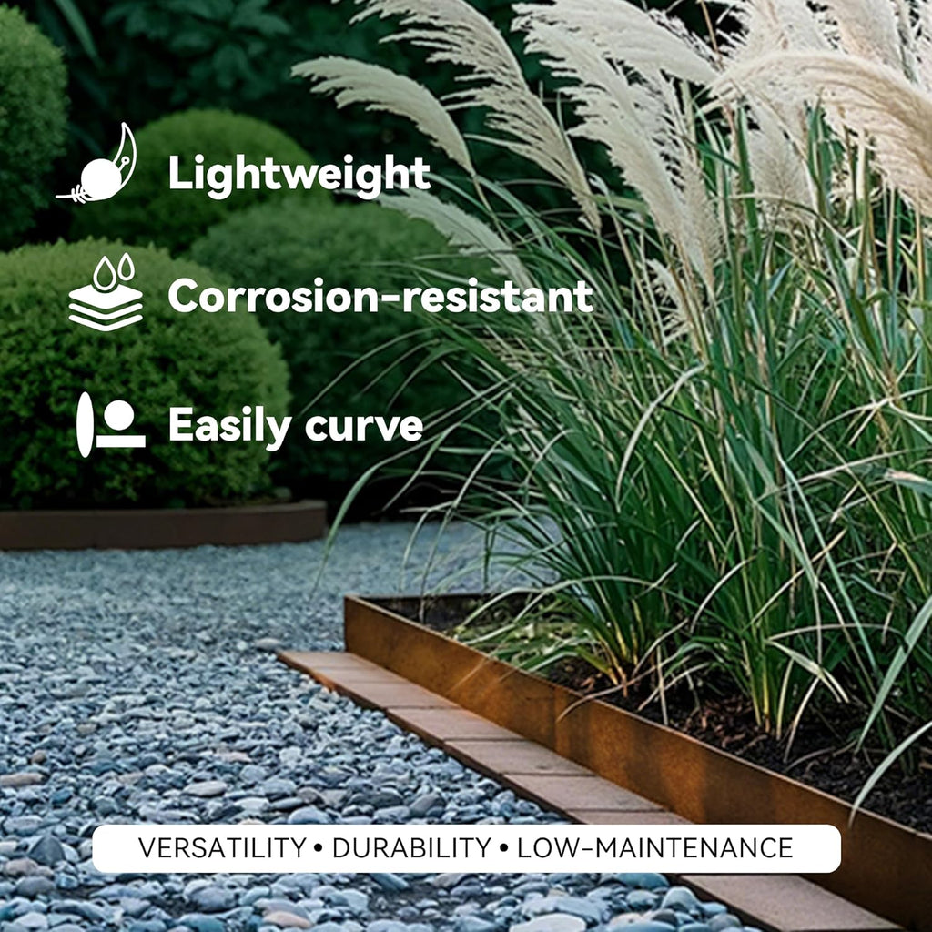 Worth Galvanized Steel Landscape Edging 4.5" x100' Metal Garden Edging Roll Flexible Bender Border with 31Pcs Stakes for Lawn, Flower Bed Edges, Rust-Like Color