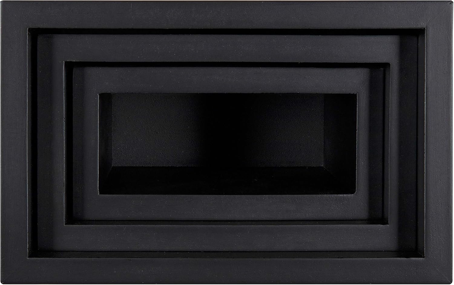 Kate and Laurel Domio Wall Hanging Planter Shelves, Set of 3, Black, Geometric Nesting Planter Collection