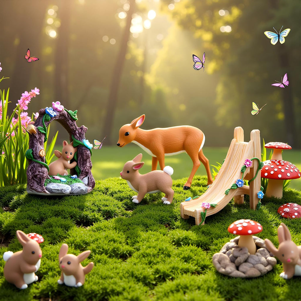 Kai Dream Miniature Fairy Garden Accessories Set, 2 Piece Resin Decorative Landscape Kit with Arch and Slide, Floral Garden Ornaments