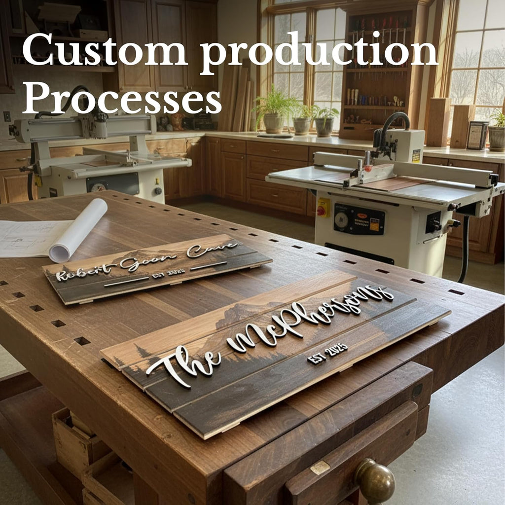 Custom Mountain Family Name Sign - Rustic Wood Wall Decor, Personalized Wedding & Gift for Anniversary Couples, Housewarming Gift for New Home