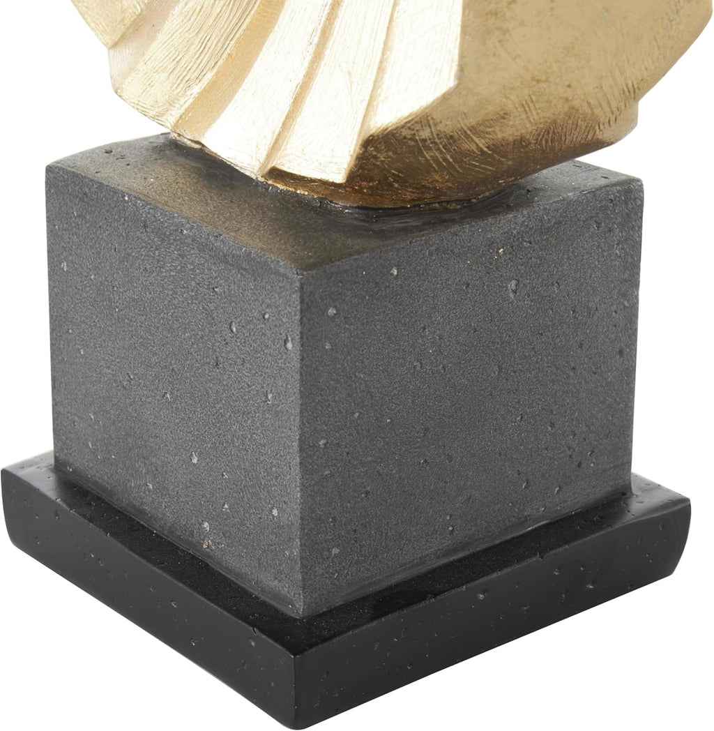 Deco 79 Polystone Dancer Decorative Sculpture Home Decor Statue with Black Square Base, Accent Figurine 9" x 4" x 12", Gold