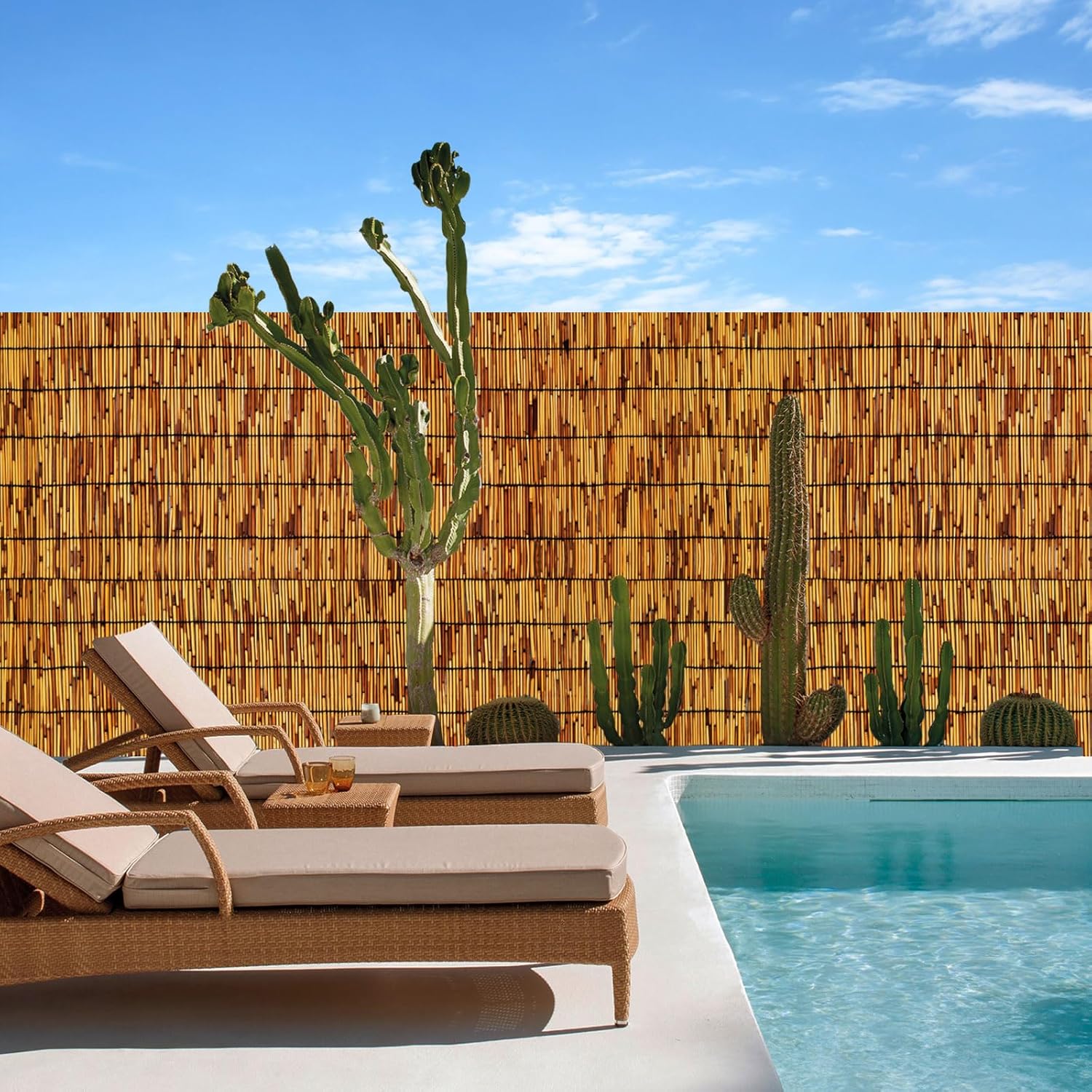 Reed Fencing Rolls,Patio Privacy Screen 5 Feet High,Decorative Bamboo Fence Rolls for Patio Balcony Garden Backyard Outdoor,5x10FT