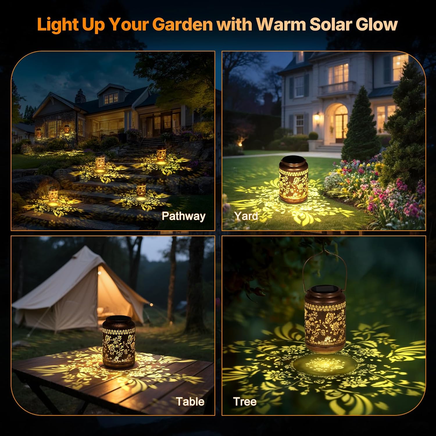 Solar Lanterns Outdoor Waterproof, Butterfly Garden Decor for Yard Porch Lawn Patio Pathway, Hanging Solar Lights Birthday Gifts for Women Mom Grandma Sister Friend