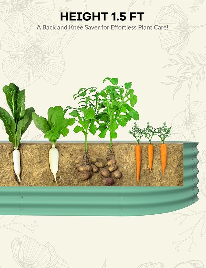 10x4x1.5ft Raised Garden Bed,Galvanized Raised Planter Boxes Outdoor with Easy Assembly, Large Garden Bed for Vegetables, Fruits, Flower,Raised Garden Bed,Green