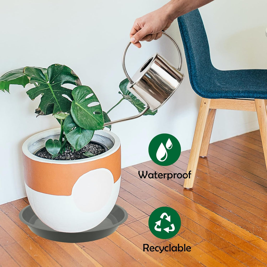 4 Pack 16 Inch Round Plant Saucers for Less 14Inch Pot Indoors Outdoors Plant Trays for Pots Planter Saucer Plastic Plant Drip Tray Flower Planter Water Tray for Potted Plants(Gray, 16"(4pcs))