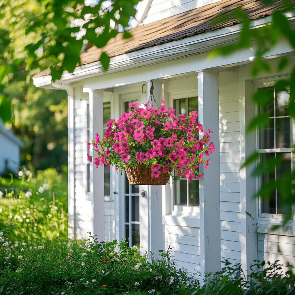 Artificial Fake Flowers for Outdoor Spring Decoration, 16 Bundles Faux Silk Colorful Daisy UV Resistant Realistic for Outside Porch Patio Home Yard Garden Planters Pots Window Box (Red Purple)