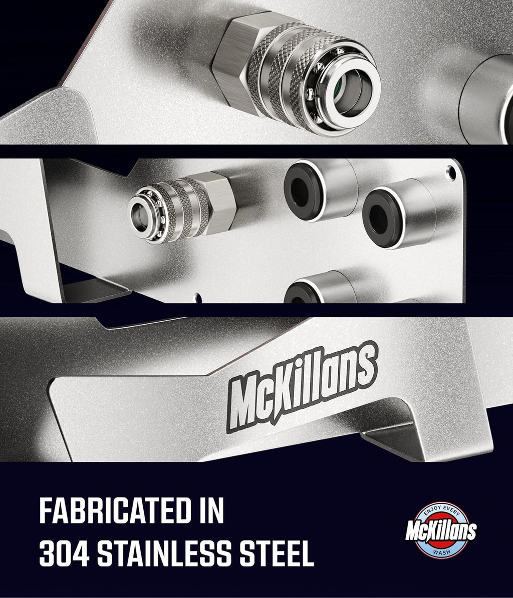 McKillans® Stainless Wall Organizer PRO - Pressure Washer Gun & Foam Cannon Holder - Foam Cannon Wall Mount Quick Connect - Tip & Nozzle Holder - Wall Mounted Garage Organizer