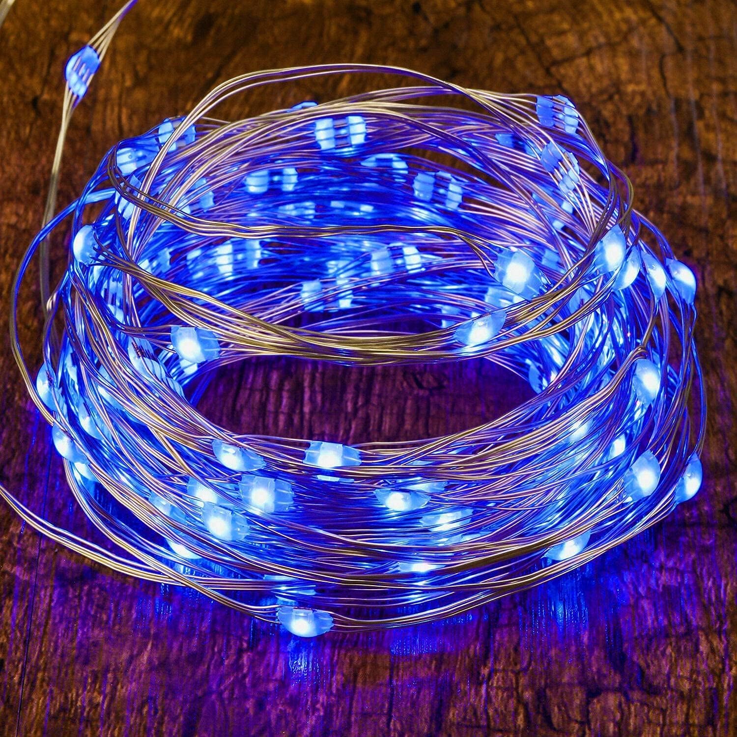 2 Pack Solar Powered Fairy String Lights Outdoor Waterproof 8 Modes Twinkle Christmas Decorations Lights, Each 33ft-100LED, 40ft-120LED, 66ft-200LED, 80ft-240LED, (Blue, 66)