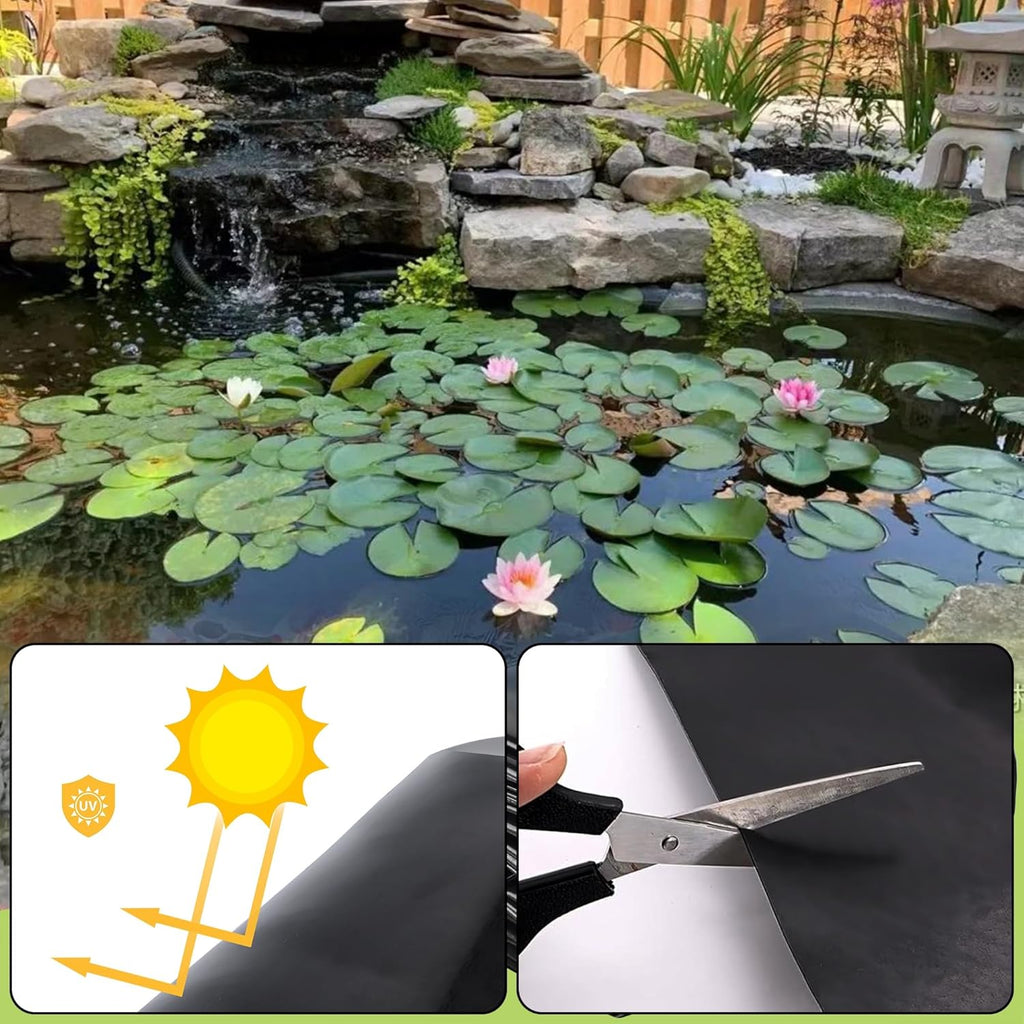 16 x 16 FT Pond Liner, 20 Mil Fish Pond HDPE Liner, Pond Liners for Outdoor Ponds, Koi Ponds, Garden Fountain, Waterfall