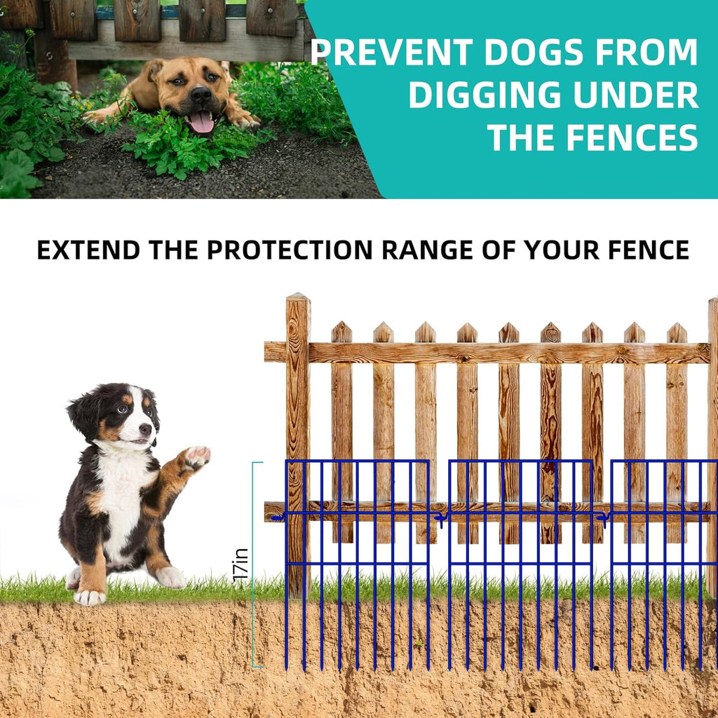 Animal Barrier Fence, 25 Panels No Dig Fences, 17in(H) X 27ft(L) Garden Fence Animal Barrier for Rabbits and Dog Under Fencing Barrier, Rustproof Metal Fences Border for Outdoor, Yard, Patio