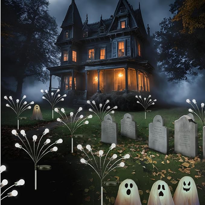 OZS 10pack 80LED Solar Garden Lights - Outdoor, Swaying Lights, Waterproof for Garden Pathway Decoration (Cool White)