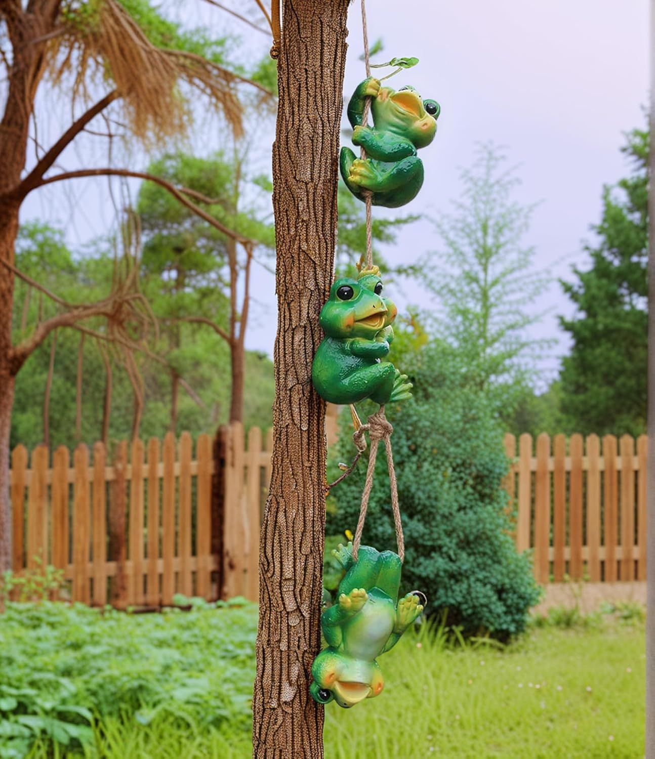 3pcs Hanging Frog Figurine and Statue Frog Toad Sculptures Garden Yard Art Decorations Outdoor