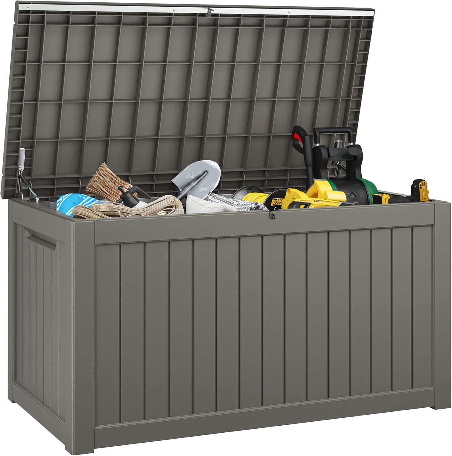 Outdoor Storage Box, 230 Gallon Deck Box, Waterproof and UV Resistant Large Resin Storage Bin, Organization and Storage for Patio Furniture, Outdoor Cushions, Garden Tools, Lockable