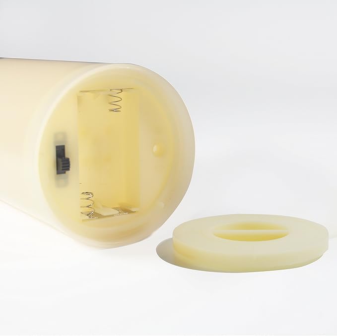 Waterproof Outdoor Battery Operated Flameless LED Pillar Candle with Timer Flickering Plastic Resin Electric Decorative Night Light Lantern Patio Garden Home Decor Party Wedding Decorations D3 xH5