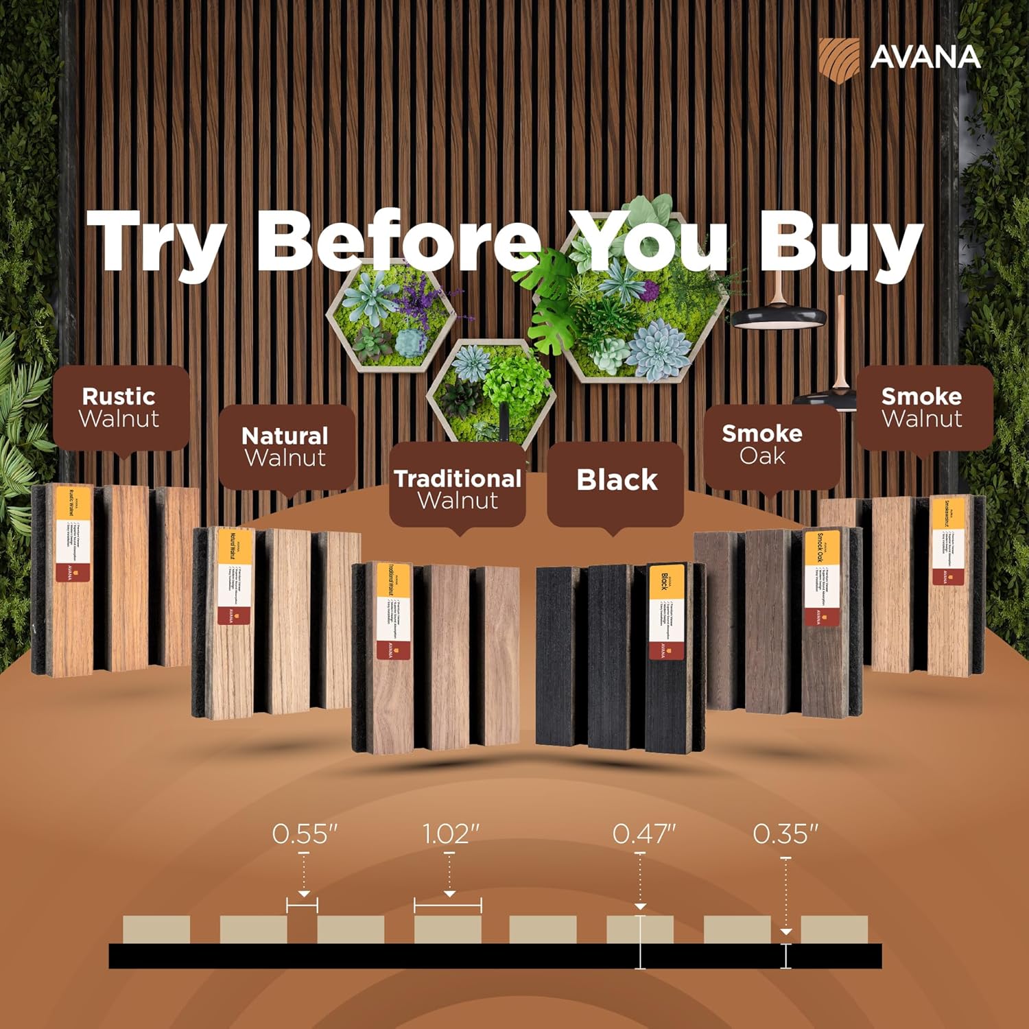 Avana Acoustic Wall Panels Color Samples Pack - Premium Wood Panels for Wall Decor - Interior Sound Proofing and Acoustic Panels