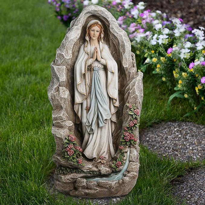 Our Lady of Lourdes Statue - 18 Inches Virgin Mary Statue Catholic Garden Decor, Our Lady of Lourdes Grotto Sculpture for Home Yard Patio Lawn Hallway Decor