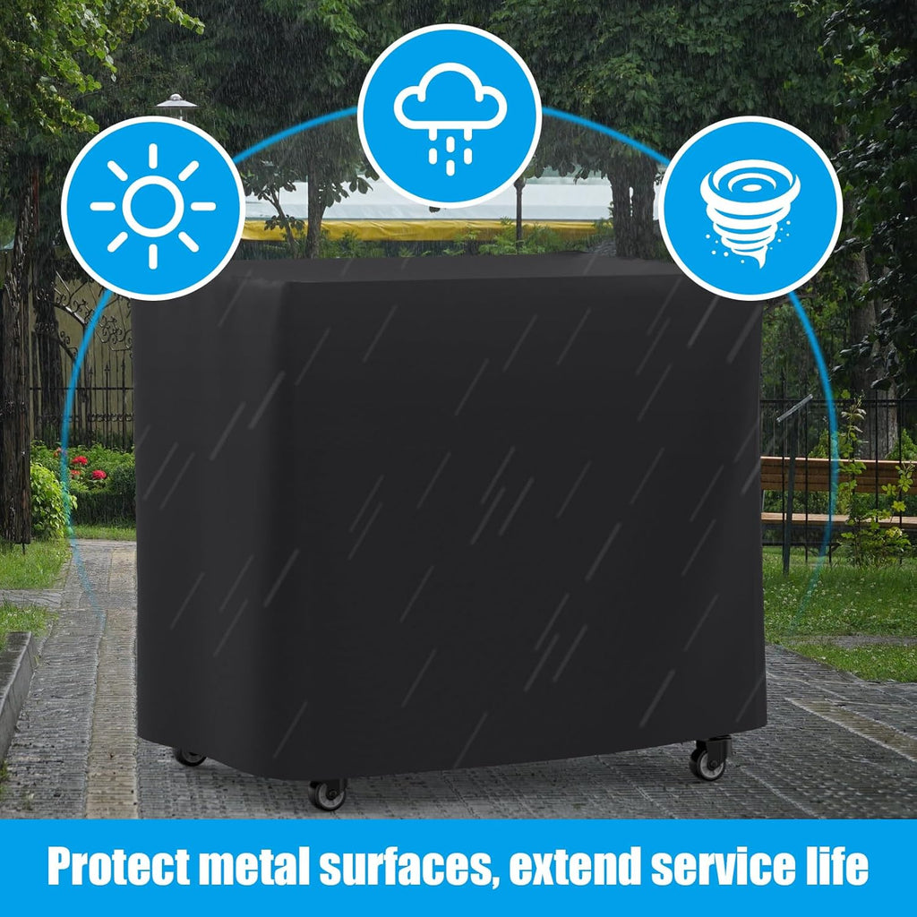 LS'BABQ Pizza Oven Table Cart for Ooni, Ninja Woodfire, Blackstone Grill Stand, Outdoor Grill Cart with Wheels, Stainless Steel Rolling Trolley Kitchen Cooking Food Prep and Work Cart Table with Cover