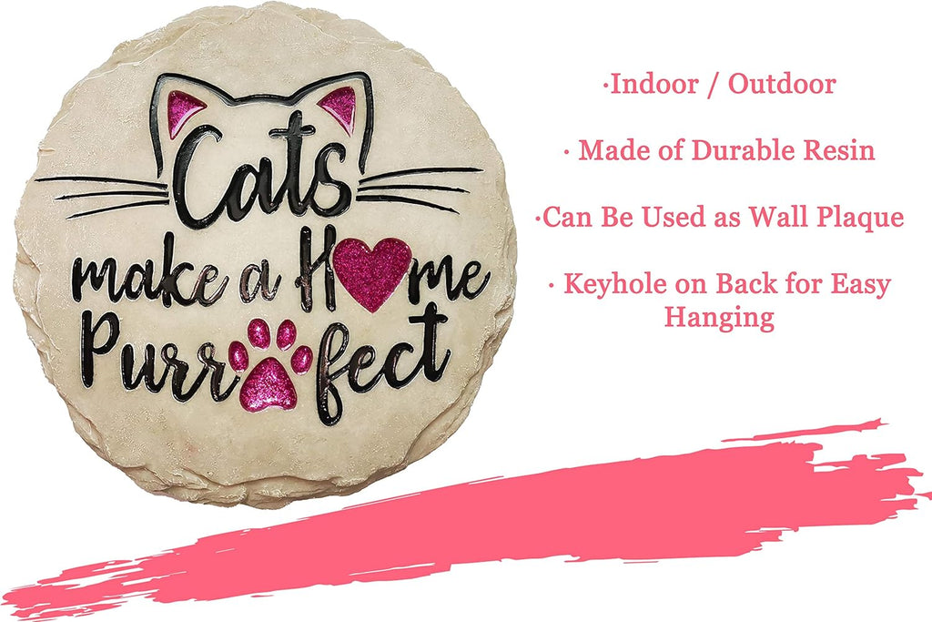Spoontiques - Garden Décor - Cats Make a Home Purrfect Stepping Stone - Decorative Stone for Garden