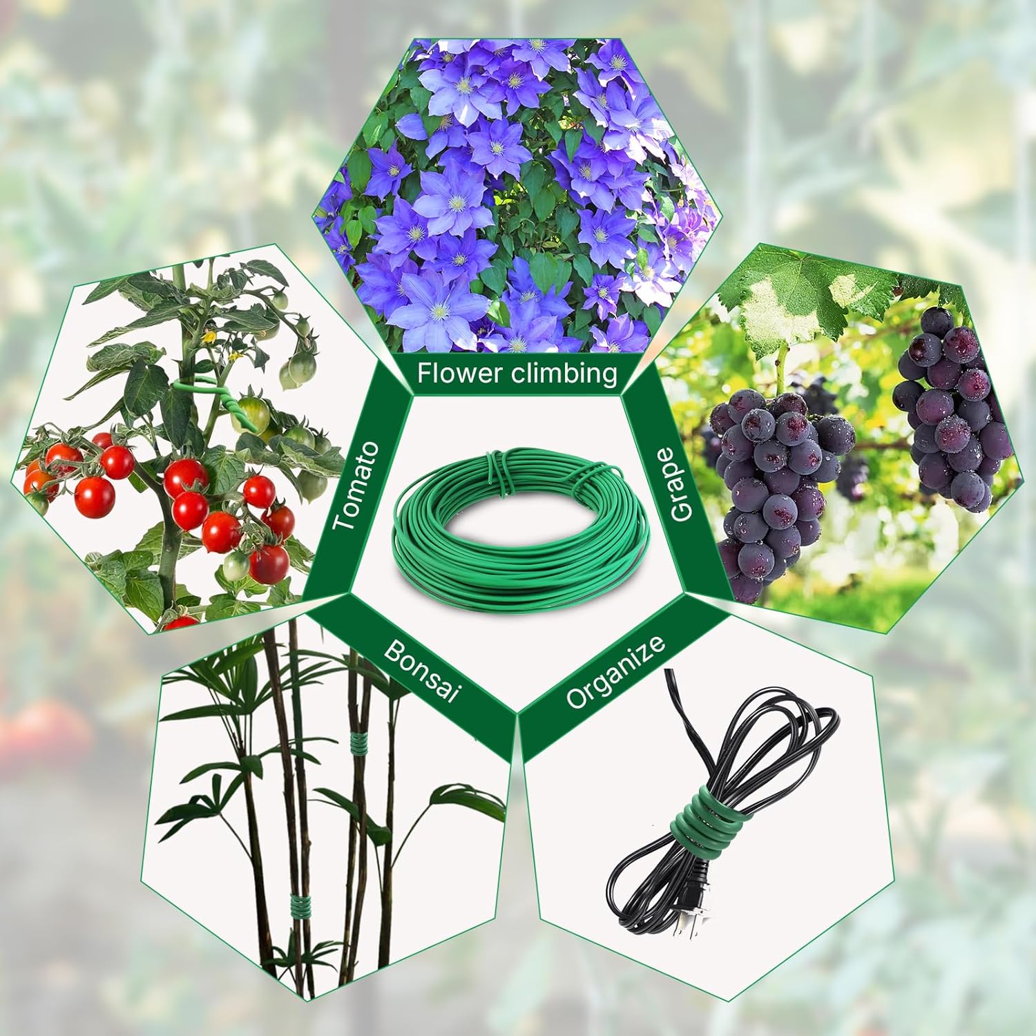 100 Feet Green Soft Plant Tie - 2.5mm Flexible Twist Garden Wire for Climbing Plants, Tomatoes, Bonsai & Office/Home Organizing