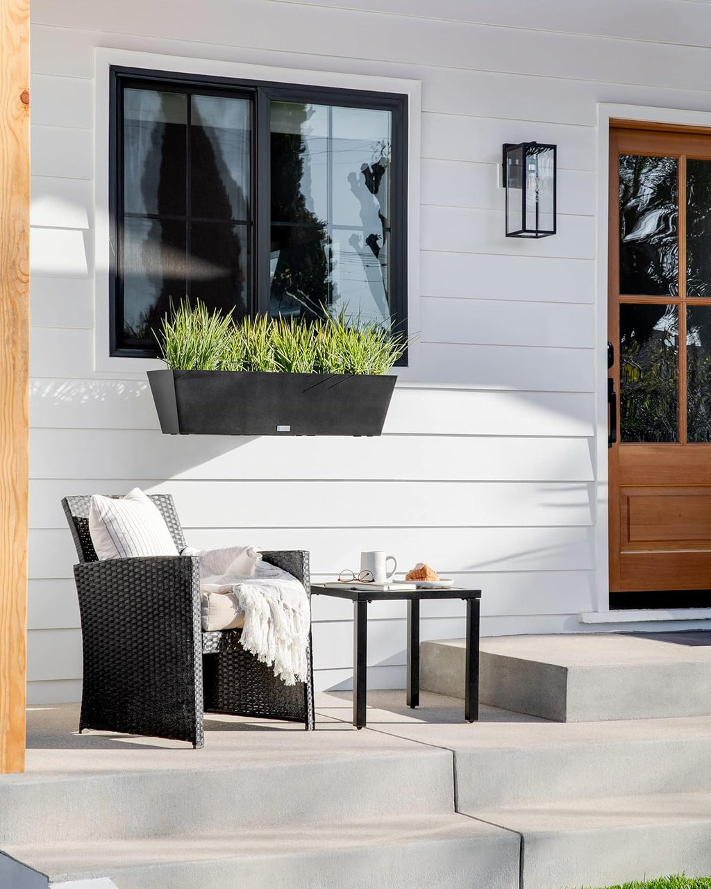 Veradek Pure Series Railing Planter - Plastic Hanging Planter for Outdoor Balcony/Fence | Durable All-Weather Use with Adjustable Brackets | Modern Décor for Flowers, Succulents, Hanging Plants