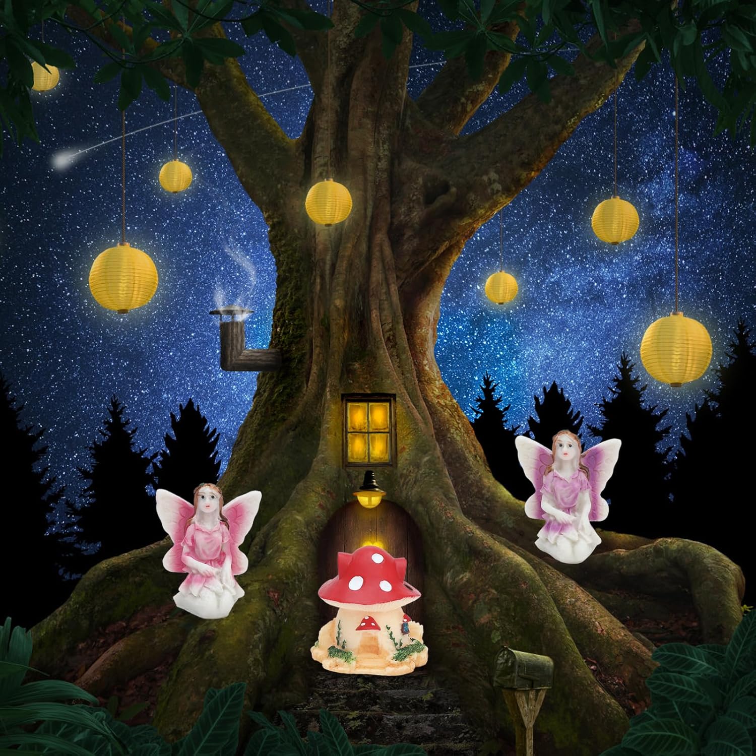 ONEST 6 Pieces Miniature Fairy Garden Accessories Small Fairy Figurines Hand Painted Fairies Figures for Car Decor Garden Flower Pot Birthday Cake Topper