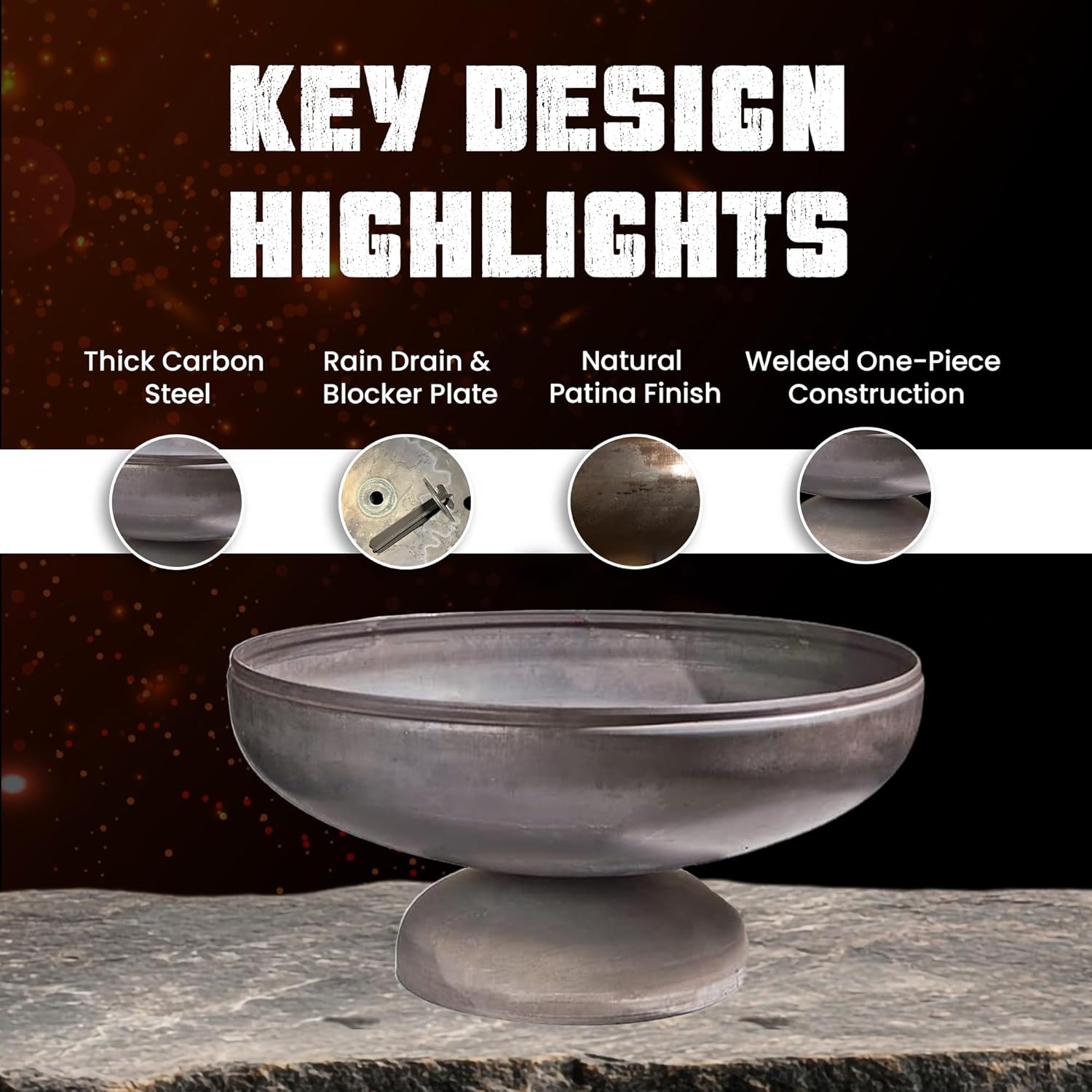 Patriot Fire Pit – Ohio Flame Wood Burning Outdoor Fire Pit - 36" Diameter (Made in USA)