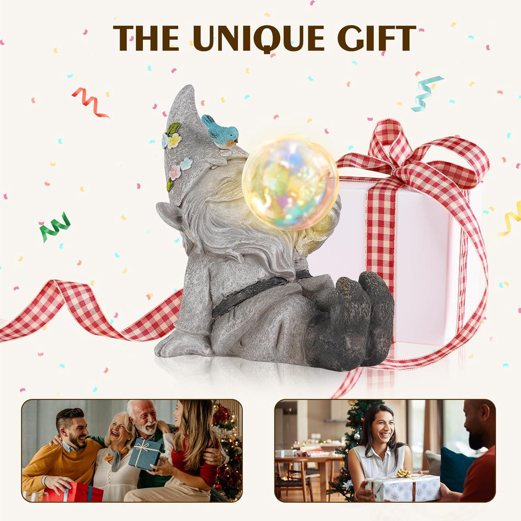 MININOVA Gnomes Garden Statues Outdoor Decor with Solar Lights Waterproof Cute Ornament for Outside Patio Lawn Housewarming Gifts