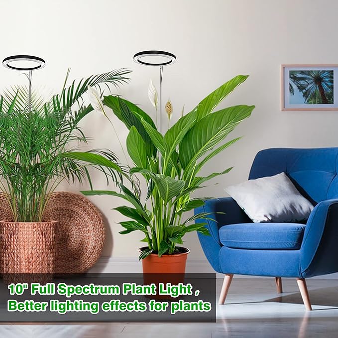 10" Grow Lights for Indoor Plants Full Spectrum, Indoor Plant Light for Indoor Growing with 160LEDs,Height Adjustable Led Grow Light for Large Plant, Auto On/Off Timer 3/9/12H, 9 Dimmable Brightness