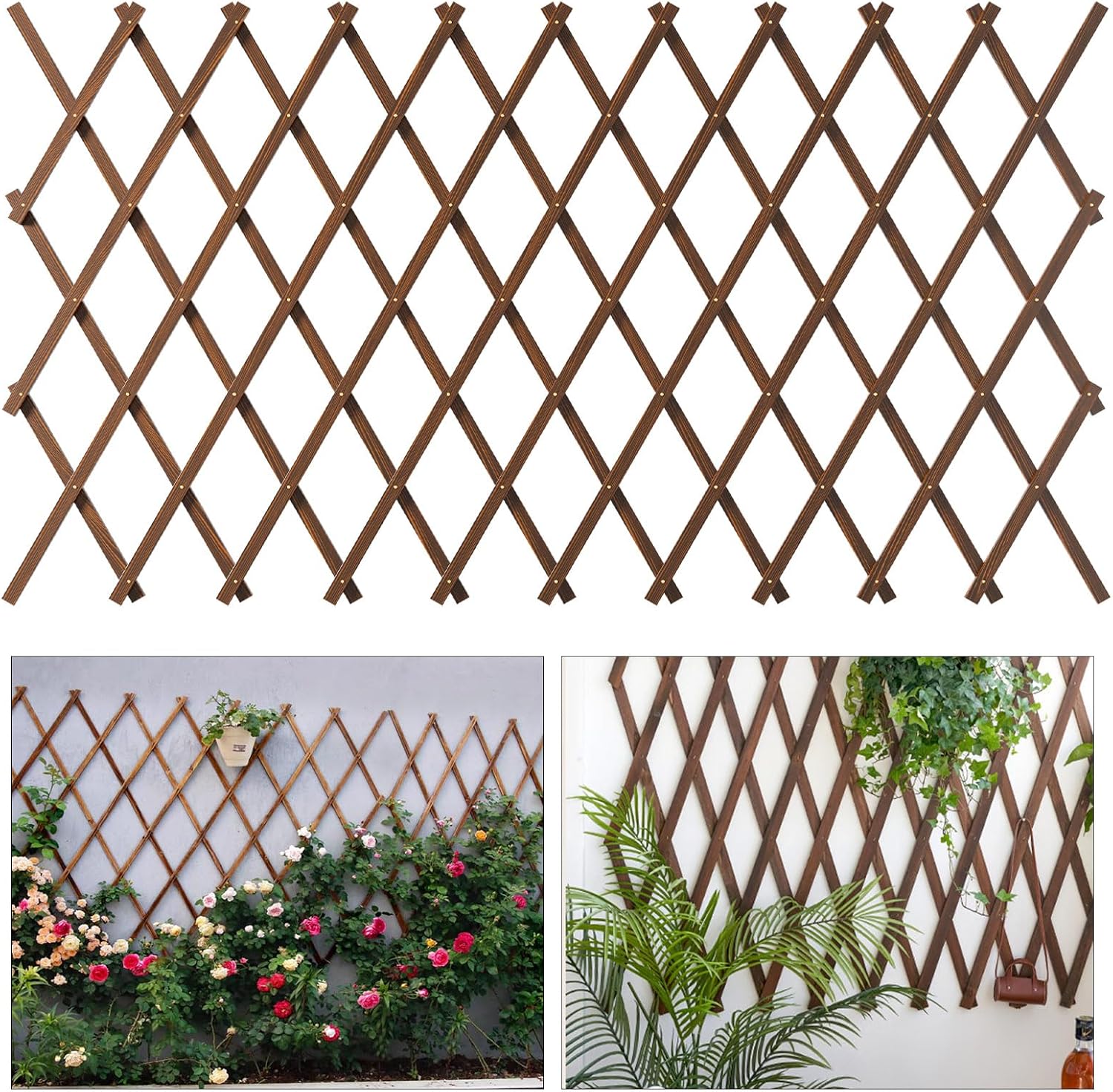 Expandable Garden Trellis, 37" x 90" Trellis for Climbing Plants Outdoor, Wooden Lattice Fence Wall Panel Lattice Panels for Outside, for Climbing Plants Vine Ivy Rose Cucumbers