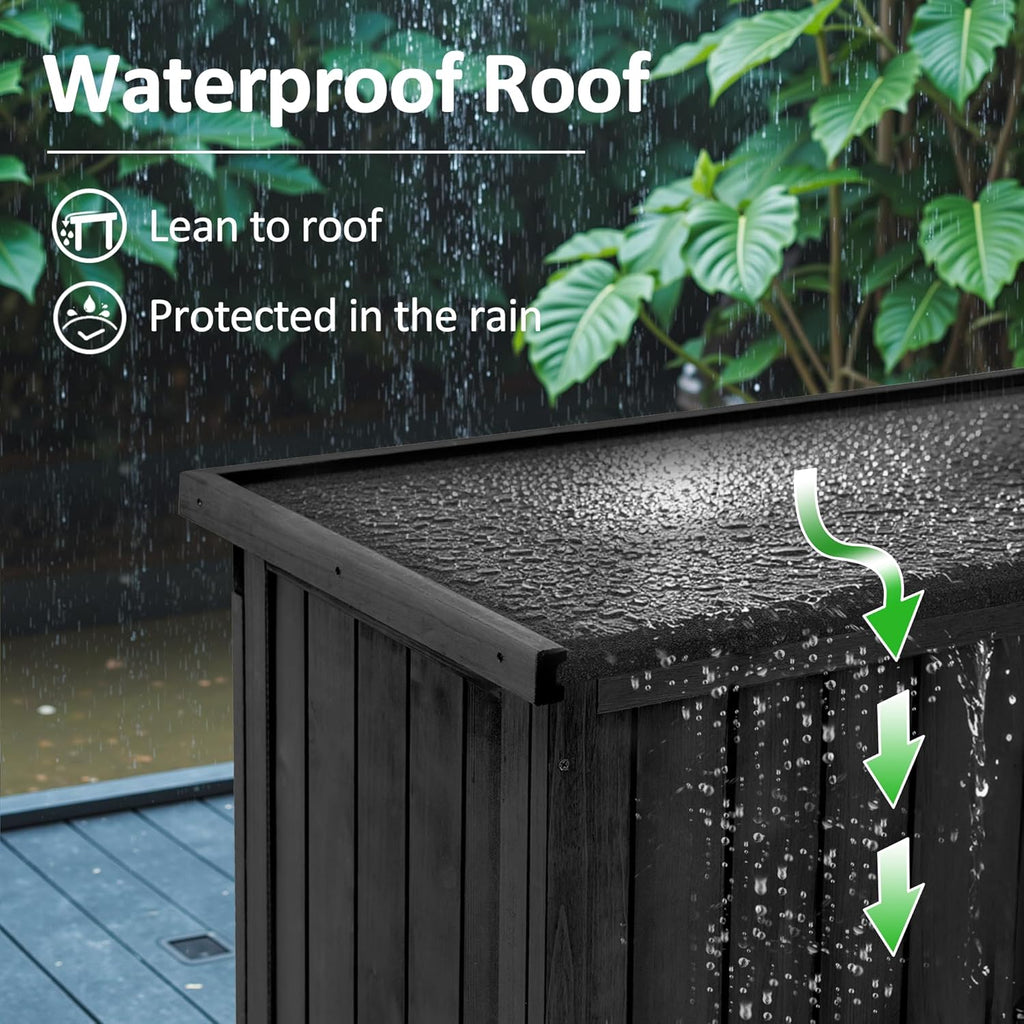 MCombo Outdoor Storage Cabinet, Garden Storage Shed, Outside Vertical Shed with Lockers, Outdoor 63 Inches Wood Tall Cabinet for Yard and Patio 0870 (Black)