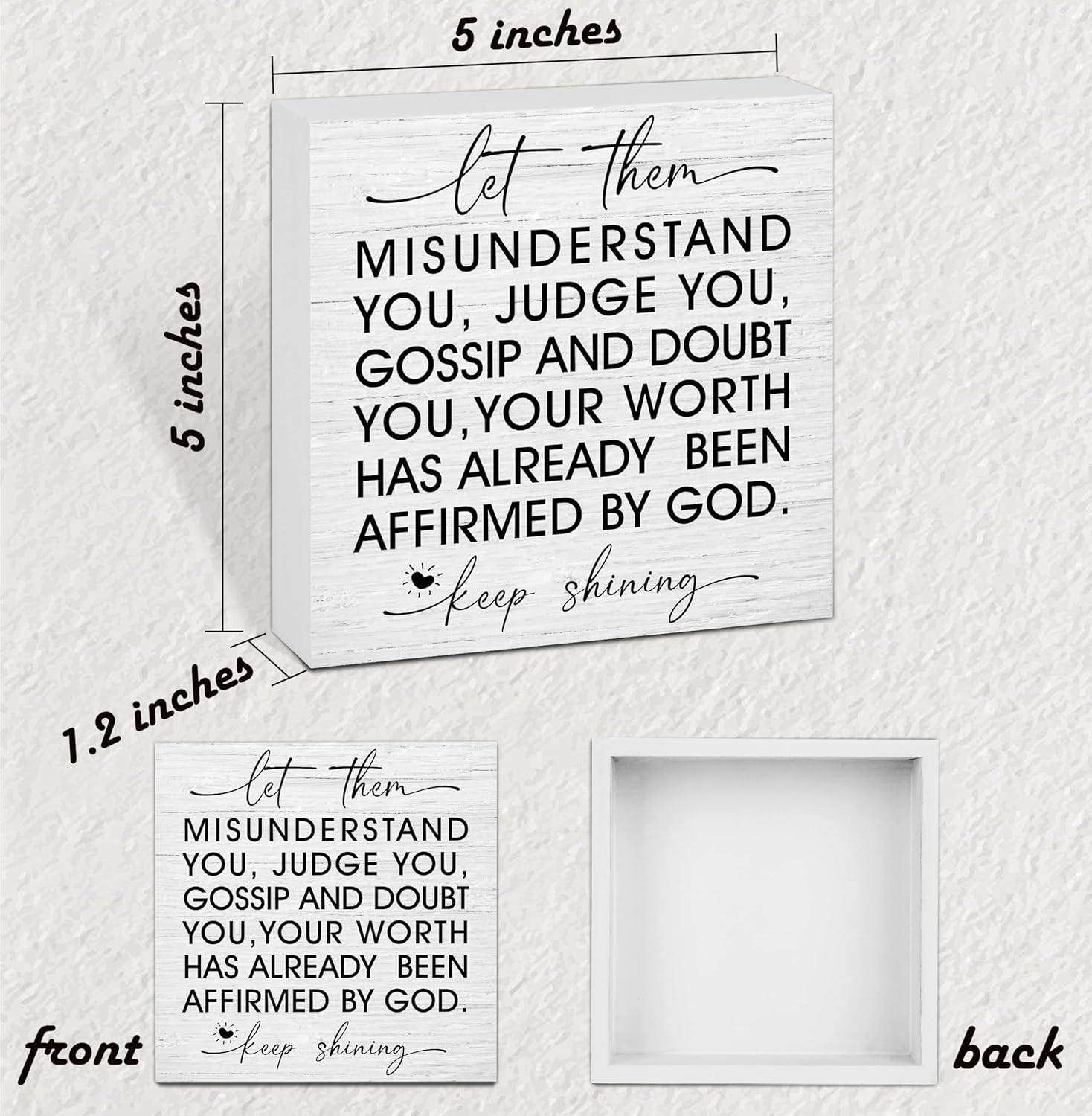 Let Them Wooden Sign, Desk Decorations For Women Office, 5x5 Inch Farmhouse Funny Office Decor Wood Box Sign, Desk Shelf Cubicle Accessories, Appreciation Gifts for Coworkers Boss, 12