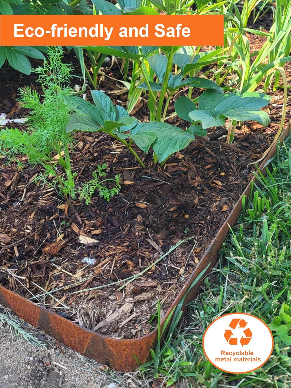 Vinci Landscape Edging Border, 40" L x 8" H 3Pack 10FT Total Rusted Corten Steel Garden Edging with Spikes, Sturdy Elegant Metal Lawn Broder for Flower Beds, Pathways, Paver Edges and Yard