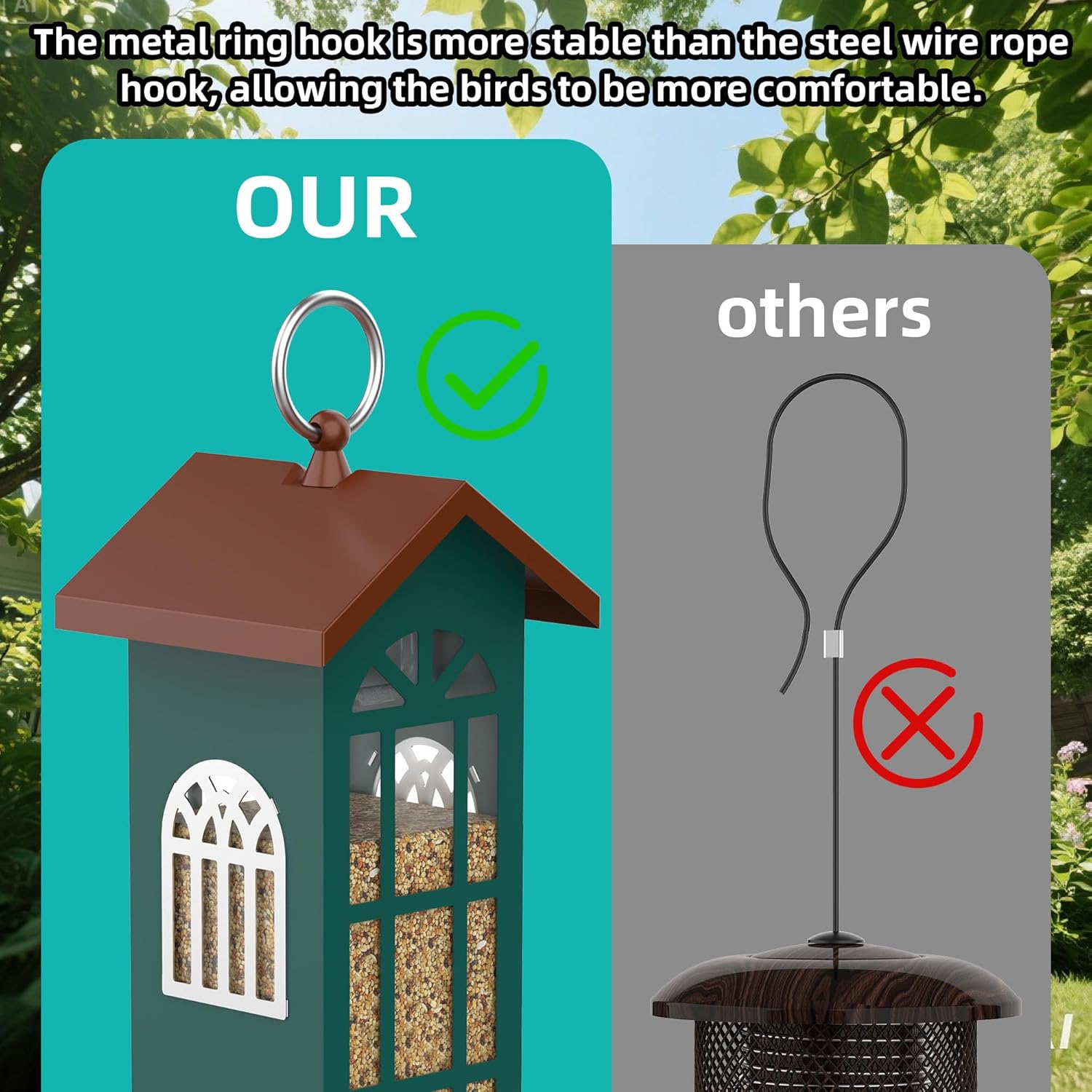 Metal Bird Feeder The Most Popular Bird Feeders for Outdoors Hanging,Waterproof and Rust-Proof,Easy Cleaning,Wild Bird Feeders Attracting Chickadees Goldfinches Cardinals Finches and Sparrows