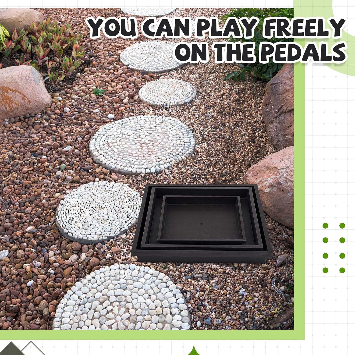 3 Size Square Stepping Stone Mold Internal Diameters 9.3" 12.6" and 14.3" Plastic Stepping Stone Molds for Concrete and Stained Glass for Garden Walk Way