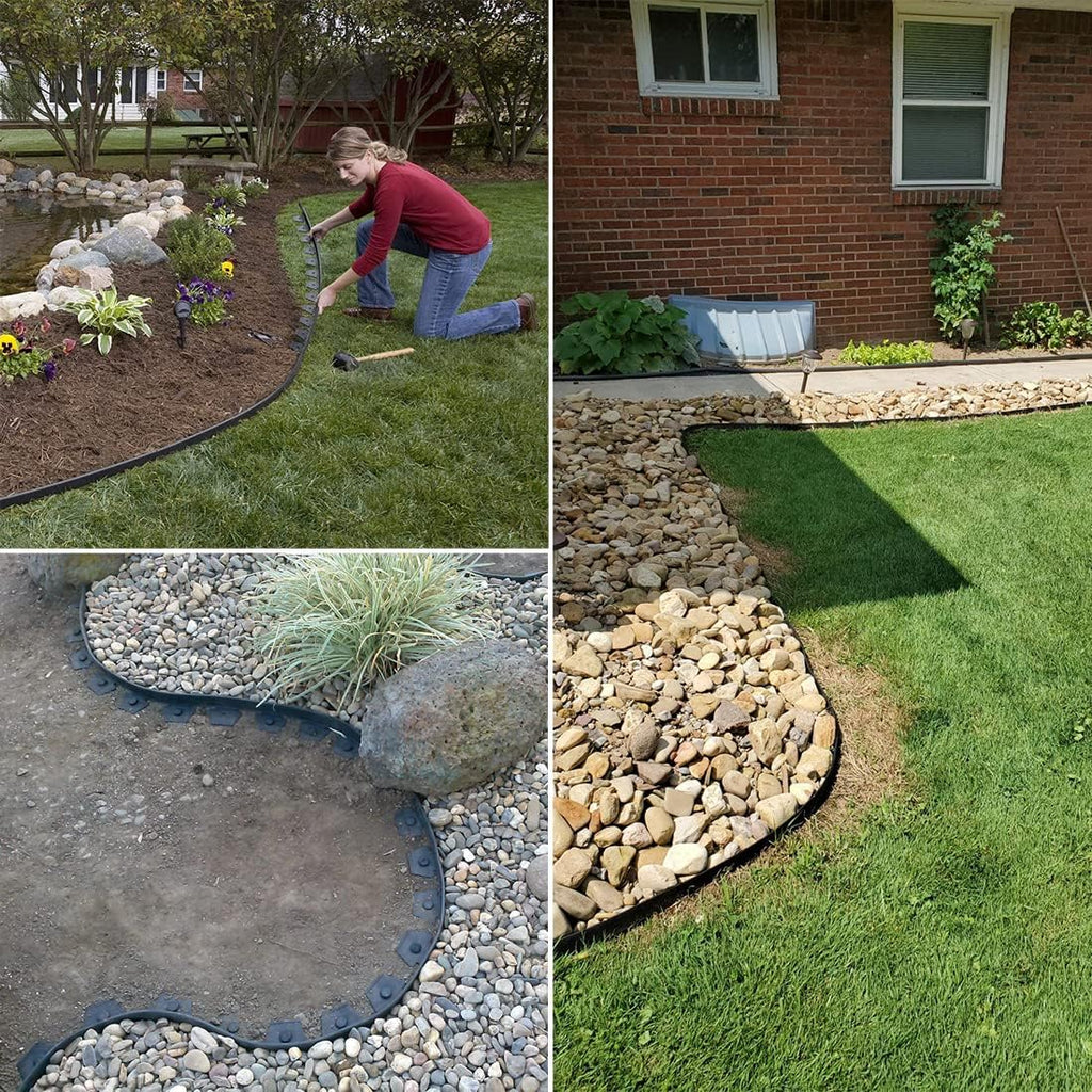 Landscape Edging 82FT,Garden Edging Borders Black [Extra Tall 4IN High] with 125pcs Plastic Stakes, Lawn Edging Flexible DIY Fence for Landscaping,Flower Bed,Grass,Gravel,Tree Surrounding