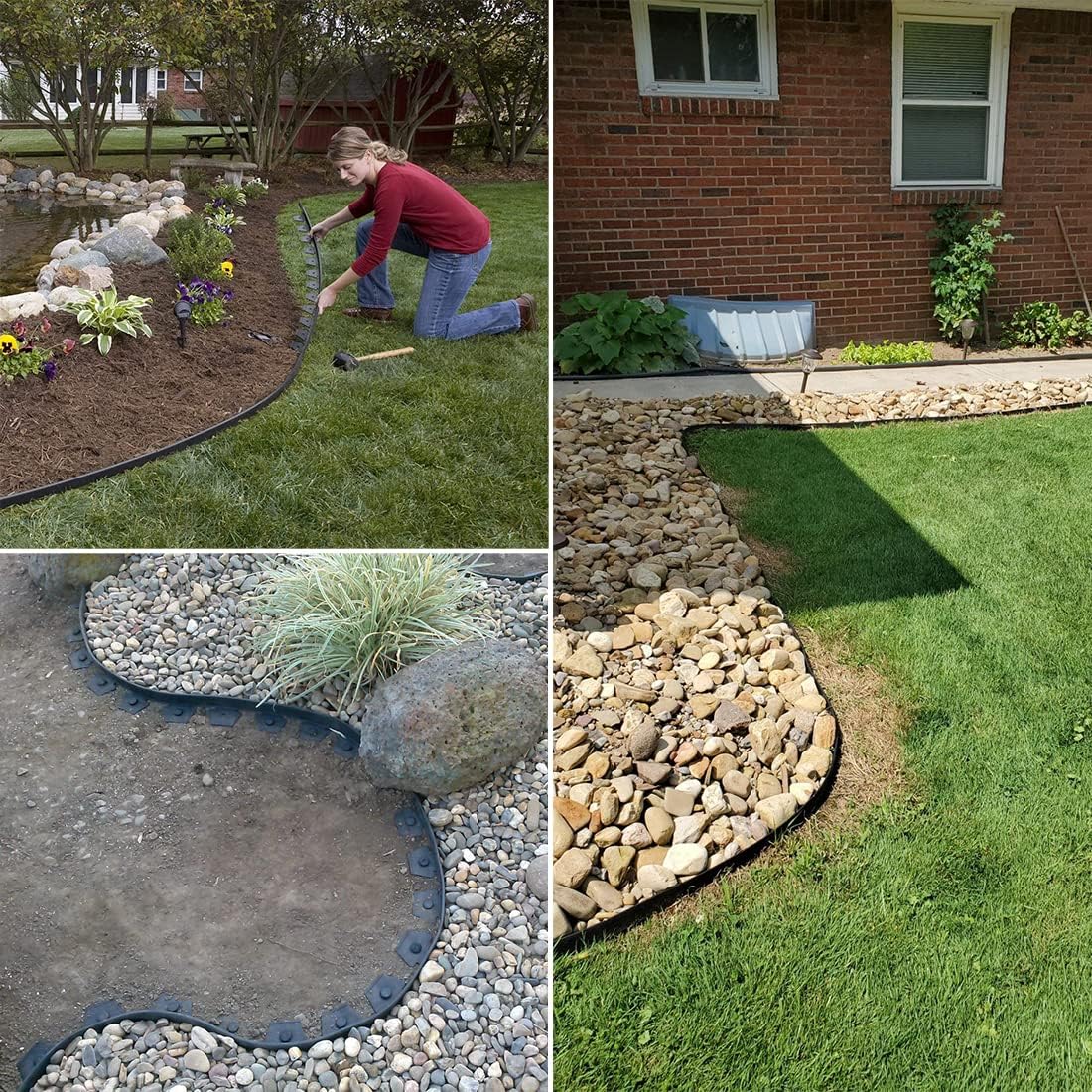 Landscape Edging 82FT,Garden Edging Borders Black [Extra Tall 4IN High] with 125pcs Plastic Stakes, Lawn Edging Flexible DIY Fence for Landscaping,Flower Bed,Grass,Gravel,Tree Surrounding