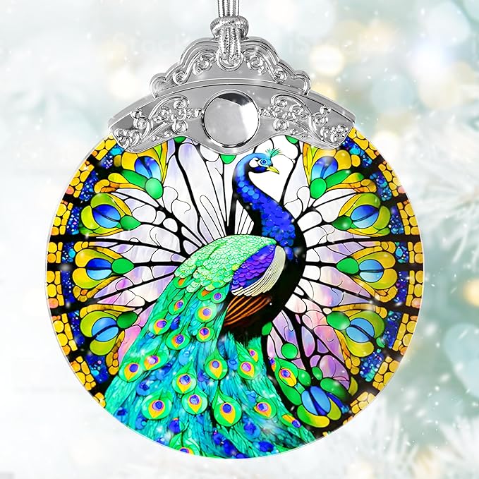 Stained Glass Suncatcher, Jocidea Peacock Ornament, Christmas Ornaments, Holidays Ornaments, Christmas Tree Decor, Peacock Decor for Home, Peacock Gifts